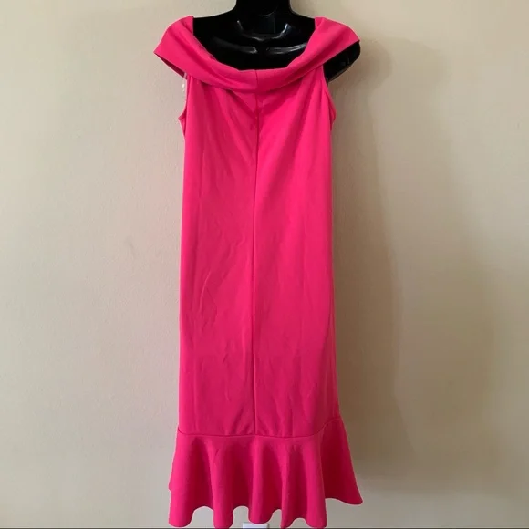 Pinkblush Fuchsia Pink Off Shoulder Maternity Ruffle Trim Mini Dress - Picture 8 of 11